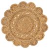 vidaXL Area Rug Hand-braided Jute 90 cm Round