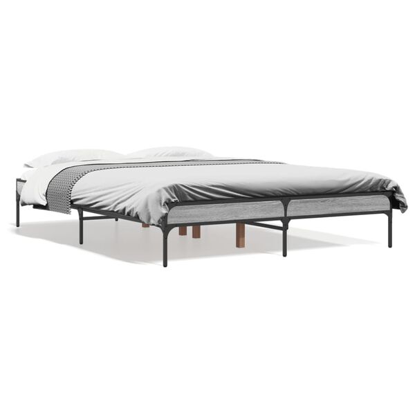 vidaXL Bed Frame without Mattress Grey Sonoma 140x190 cm