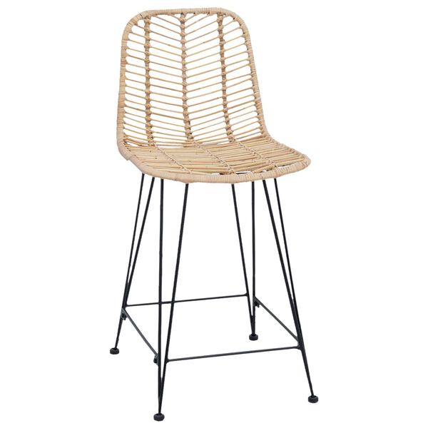 vidaXL Bar Chair 2 pcs Natural 44.5 x 54.5 x 97.5 cm Rattan and Iron