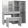 vidaXL Dressing Table Set with LED Grey Sonoma Engineered Wood