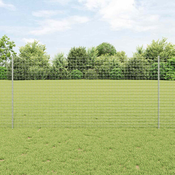 vidaXL Fence and Post Silver 1.2 x 10 m Steel