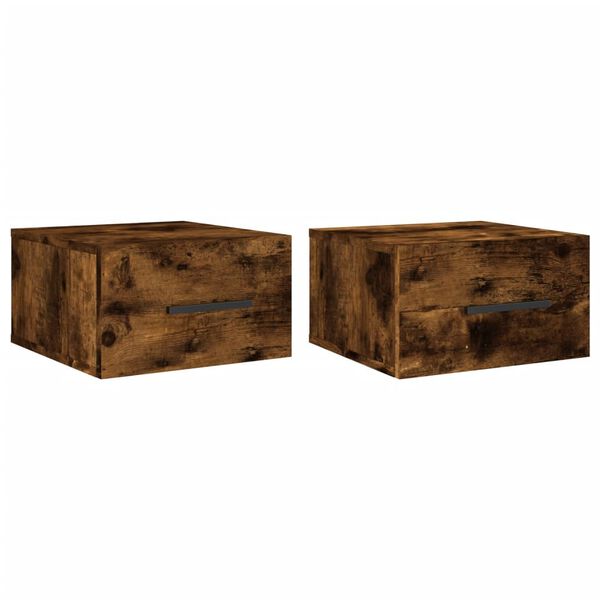 vidaXL Wall-mounted Bedside Cabinets 2 pcs Smoked Oak 35x35x20 cm