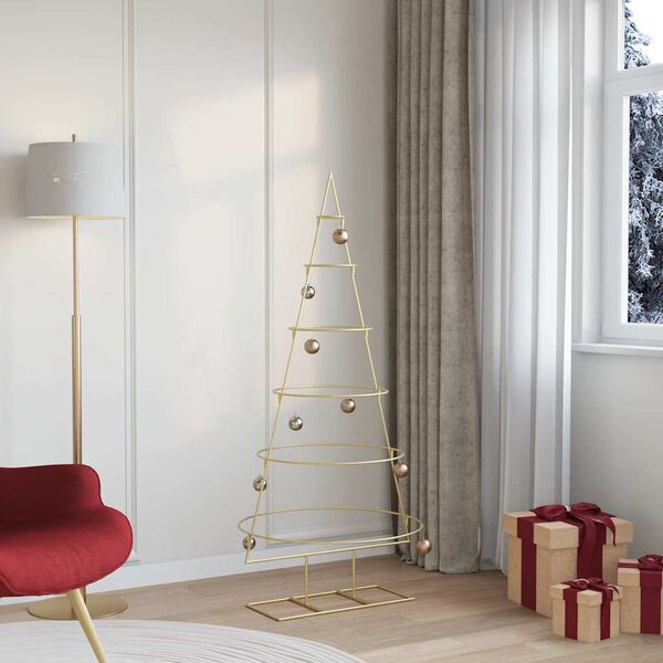 vidaXL Metal Christmas Tree with Stand Gold 150 cm Powder-coated steel