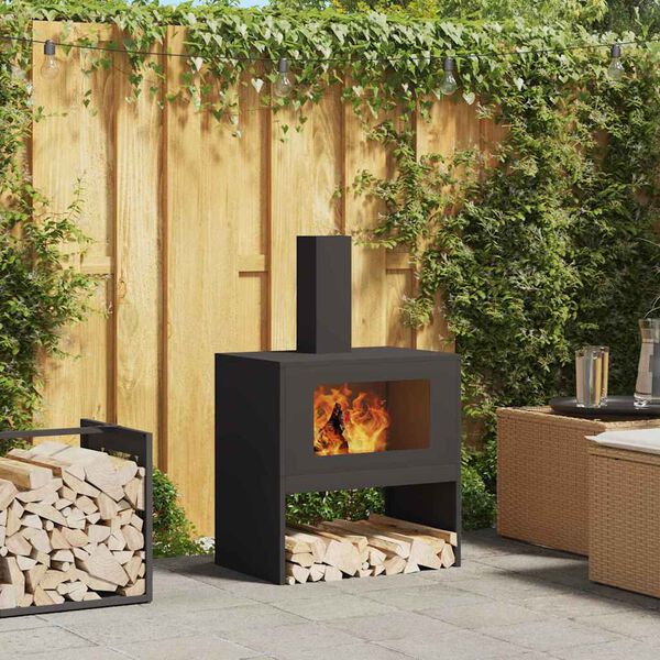 vidaXL Fire Pit Black 60 x 40 x 96 cm Steel