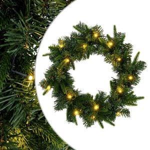 vidaXL Christmas Wreath Green &Oslash; 30 cm PVC and PE 25 LEDs