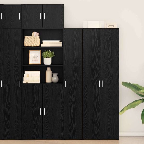 vidaXL Highboard 2 pcs Black Oak 30 x 42.5 x 185 cm