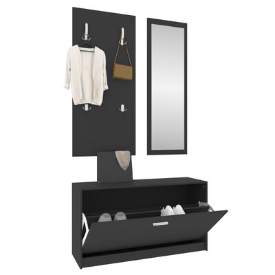vidaXL 3-in-1 Shoe Cabinet Set Black Engineered Wood