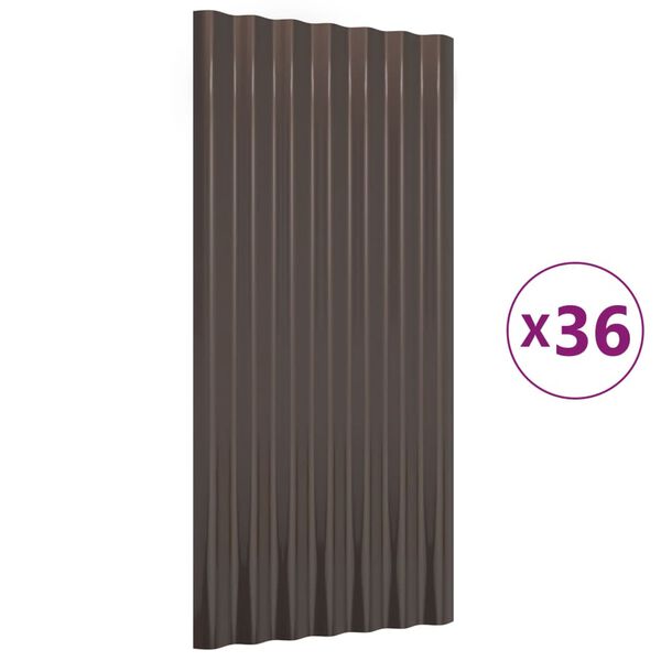 vidaXL Roof Panels 36 pcs Galvanised Steel Brown 80x36 cm