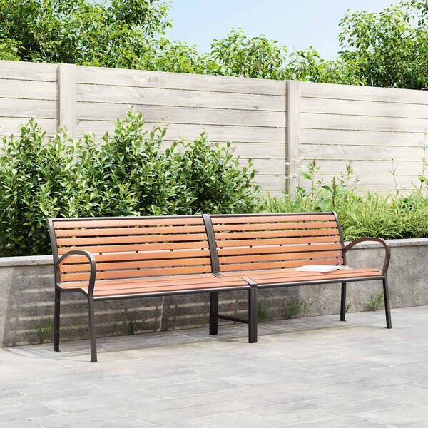vidaXL Garden Bench Brown 231 cm Wood and Powder-coated Steel