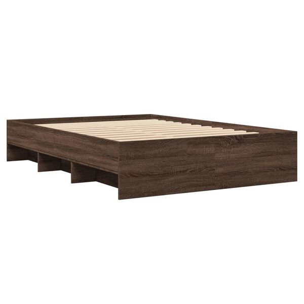 vidaXL Bed Frame without Mattress Brown Oak 135x190 cm Double Engineered Wood