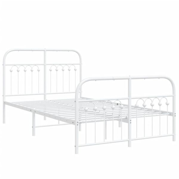 vidaXL Metal Bed Frame without Mattress with Footboard White 120x200cm