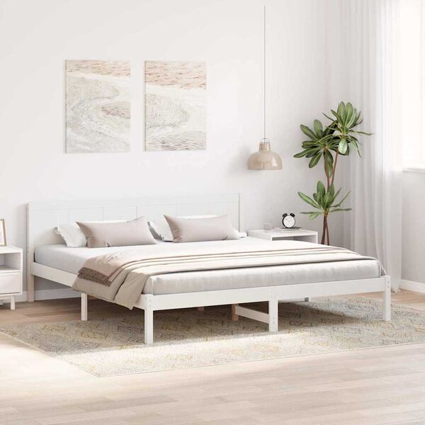 vidaXL Bed Frame White 200 x 200 cm Solid Pine wood