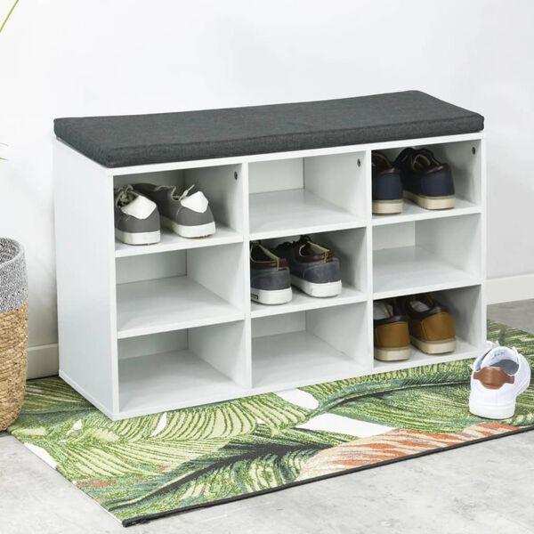 HI Shoe Rack with Cushion 84.5x29x48 cm White
