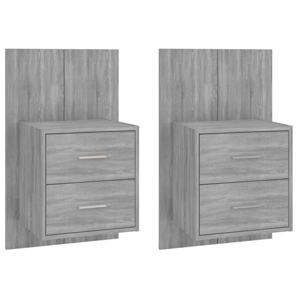 vidaXL Wall-mounted Bedside Cabinets 2 pcs Grey Sonoma