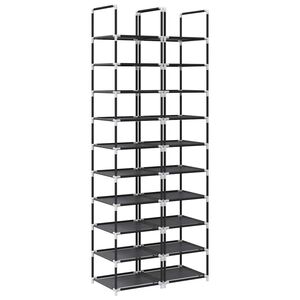 vidaXL Shoe Racks 2 pcs 10-Tier Black 33x33x174 cm Non-woven Fabric
