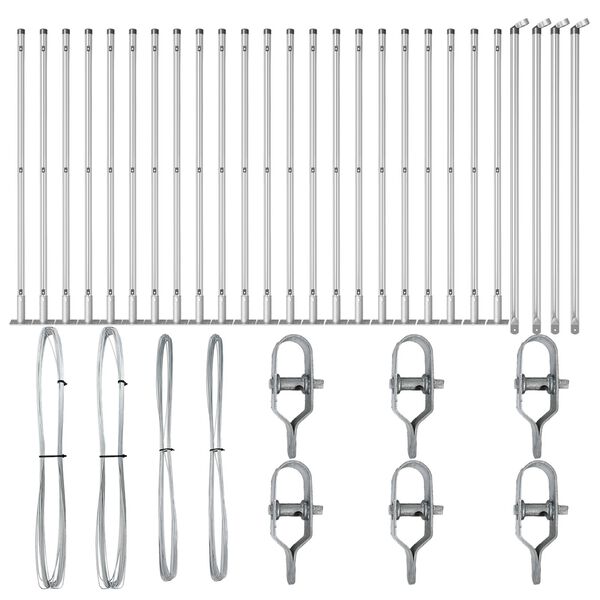 vidaXL Fence Post Other 26 pcs Grey 3.2 x 3.2 x 90 cm Steel