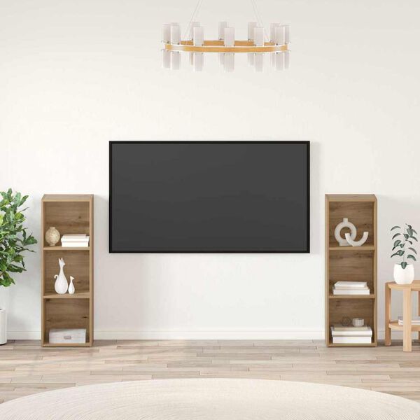 vidaXL TV Cabinet Set Wall-mounted 2 pcs Artisan Oak 107 x 35 x 37 cm