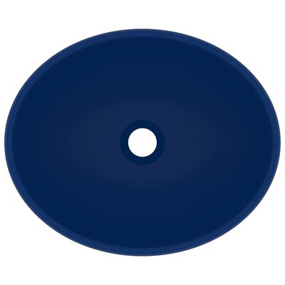 vidaXL Luxury Basin Oval-shaped Matt Dark Blue 40x33 cm Ceramic