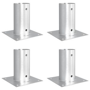 vidaXL Round Ground Anchor 4 pcs Silver 15 x 15 x 15 cm Metal
