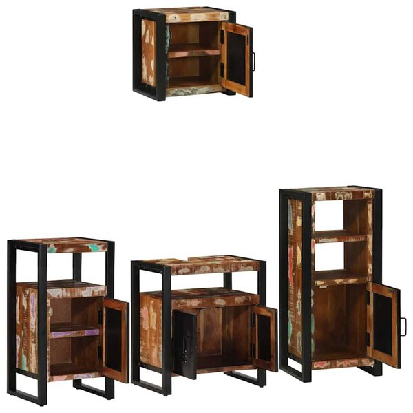 vidaXL Bathroom Furniture Set with Shelf 4 pcs Brown Solid Mango Wood