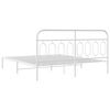 vidaXL Metal Bed Frame without Mattress with Headboard White 193x203cm