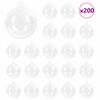 vidaXL Christmas Bauble Set 200 pcs Transparent Ø 5 cm Plastic