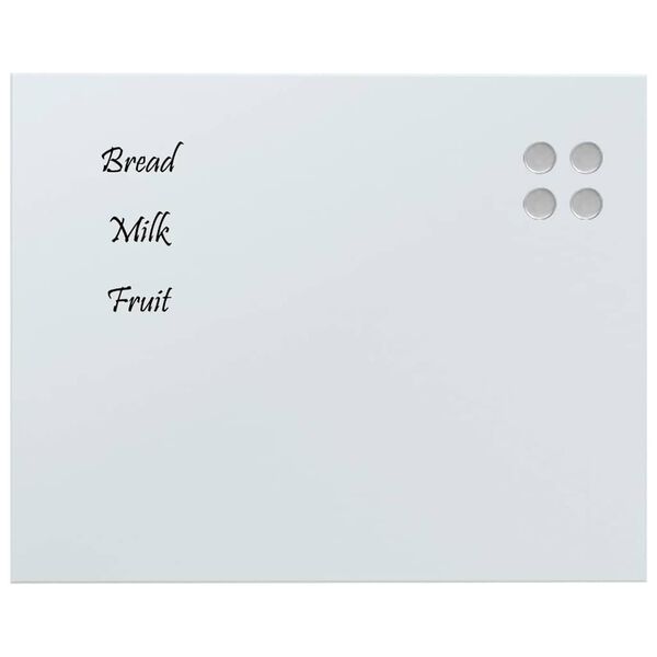 vidaXL Wall-mounted Magnetic Board White 50x40 cm Tempered Glass