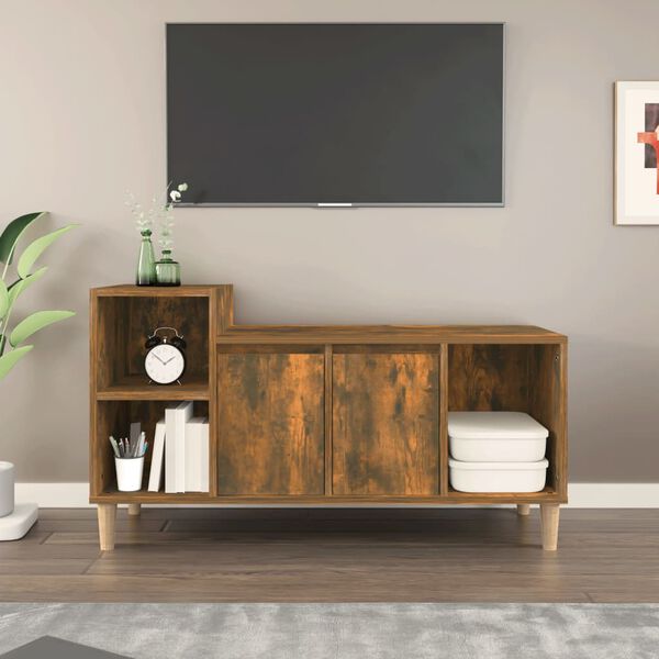 vidaXL TV Cabinet Smoked Oak 100x35x55 cm Engineered Wood