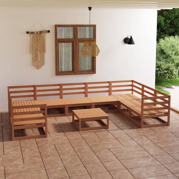 vidaXL 10 Piece Garden Lounge Set Solid Pinewood