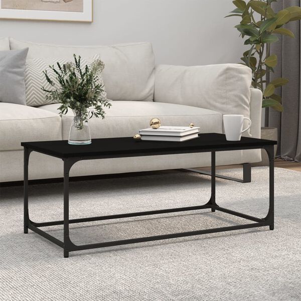 vidaXL Coffee Table Black 102x50x40 cm Engineered Wood and Iron