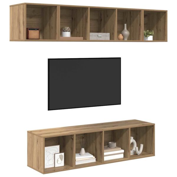 vidaXL TV Cabinet Set Wall-mounted 4 pcs Artisan Oak Engineered Wood