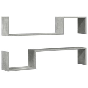 vidaXL Wall Shelf | Set of 2 | Concrete grey | Engineered wood | 100x15x20 cm