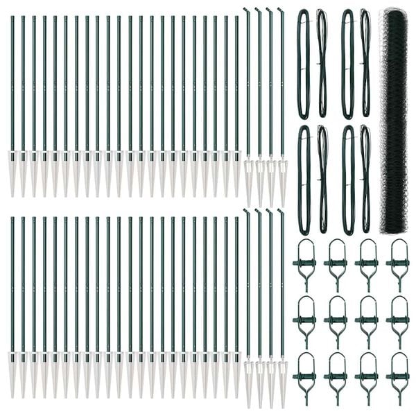 vidaXL Fence Post Green 100 x 1.5 m (36 mm mesh) Steel and PVC