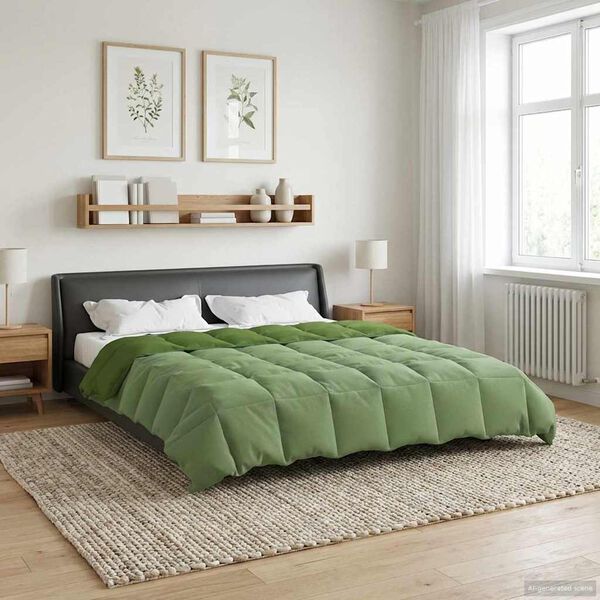 vidaXL Summer Duvet Quilted Green 200 x 200 cm Microfiber