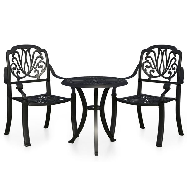 vidaXL 3 Piece Bistro Set Cast Aluminium Black