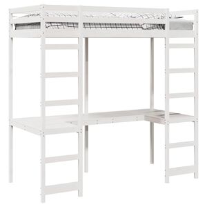 vidaXL Loft Bed Frame White 90 x 200 cm Solid Pine Wood