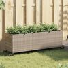 vidaXL Garden Planter with Wheels and 3 Pots Grey 107x32x38 cm Poly Rattan