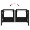 vidaXL TV Wall Cabinets with LED Lights 2 pcs Black 40.5x35x40 cm