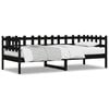 vidaXL Day Bed without Mattress Black 90x190 cm Single Solid Wood Pine