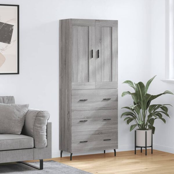 vidaXL Highboard Grey Sonoma 69.5x34x180 cm Engineered Wood