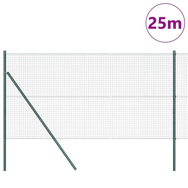 vidaXL Fence Post Green 25 x 1 m (25 x 25 mm mesh) Steel