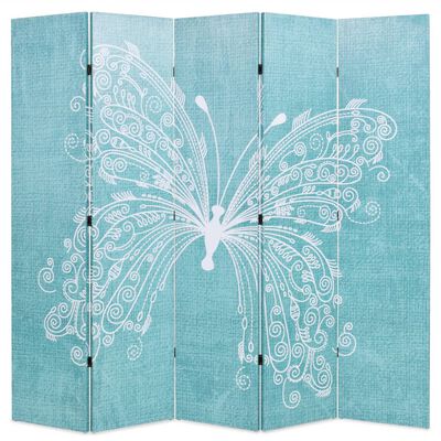 vidaXL Folding Room Divider 200x170 cm Butterfly Blue