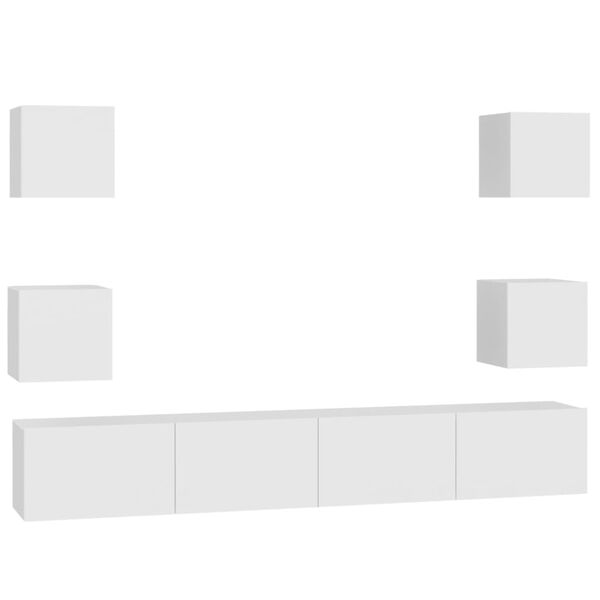 vidaXL 6 Piece TV Cabinet Set White Engineered Wood