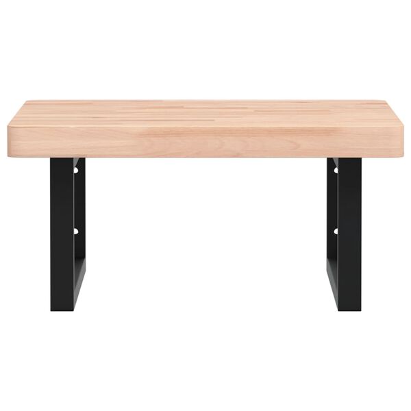 vidaXL Basin Shelf Wall Mounted Steel and Solid Wood Beech