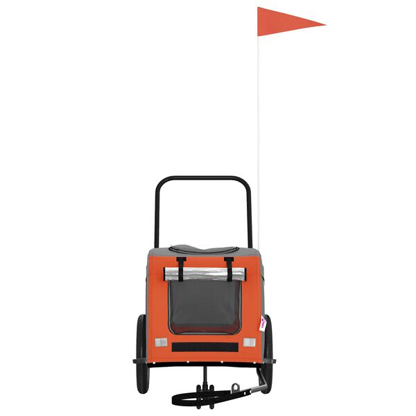 vidaXL Pet Bike Trailer Orange and Grey 54.5 x 120 x 161 cm