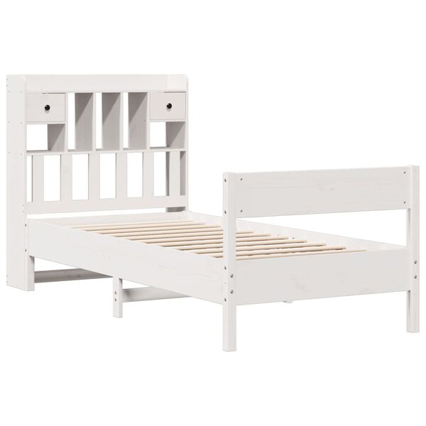 vidaXL Bookcase Bed without Mattress White 90x190 cm Single Solid Wood Pine
