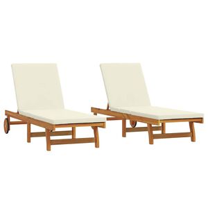 vidaXL Sun Lounger 2 pcs Brown 65 x 199 x 84 cm Solid Acacia Wood