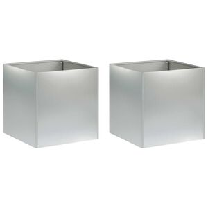 vidaXL Garden Planter 2 pcs Silver 35 x 35 x 35 cm Galvanised Steel
