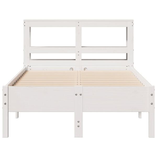 vidaXL Bed Frame without Mattress White 120x190 cm Small Double Solid Wood Pine
