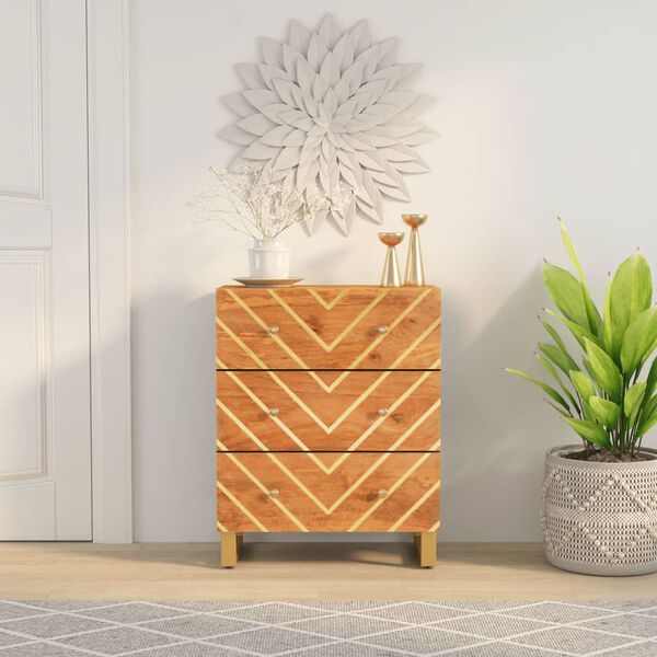 vidaXL Side Cabinet Brown and Black 60x33.5x75 cm Solid Wood Mango